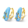 Colorful Cubic Zirconia Teardrop Cuff Earrings with Enamel EJEW-G348-04G-1