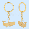 6Pcs Whale Stainless Steel Pendants Keychain KEYC-BBC0001-12B-7