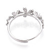 Flower Brass Micro Pave Clear Cubic Zirconia Adjustable Ring Settings KK-T076-57P-3