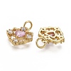 Brass Micro Pave Clear & Pearl Pink Cubic Zirconia Pendants KK-F821-25-3