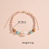 Adjustable Natural Cowrie Shell & Round Wood & Synthetic Turquoise Beaded Cotton Cord Braided Anklets for Women FS-WG3A61A-01-3