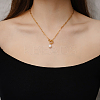 Minimalist Imitation Pearl Rice Pendant Stainless Steel PaPerclip Chain Necklaces for Everyday Women's Wear OX8079-2-4