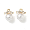 Brass Micro Pave Cubic Zirconia with ABS Imitation Pearl Charms KK-Z136-09G-1