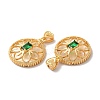 Brass Emerald Rhinestone Pendants KK-I703-13G-3
