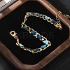 Heart Brass Enamel Curb Chains Bracelets for Women BJEW-B125-03G-1