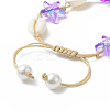 Natural Cowrie Shell & Glass Starfish Braided Bead Bracelet for Women X-BJEW-JB09943-4