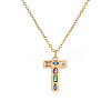 Brass Pave Colorful Cubic Zirconia Initial Pendant Necklaces for Women FS-WG02860-20-1