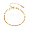 304 Stainless Steel Ball Chain & Snake Chain Double Layers Bracelets for Women BJEW-D460-06G-5