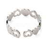 Non-Tarnish Hollow Heart 304 Stainless Steel Open Cuff Rings for Women RJEW-N048-09P-3