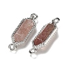 Natural Strawberry Quartz Faceted Double Terminal Pointed Hexagon Connector Charms G-G181-04P-03-2