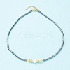 Synthetic Hematite & Natural Pearl Beaded Necklace NJEW-M201-02B-1