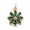 Rack Plating Brass Micro Pave Cubic Zirconia Charms X-ZIRC-F129-34A-G-1