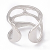 Non-Tarnish 304 Stainless Steel Wide Hollow Open Cuff Ring for Women RJEW-G275-02P-3