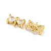 Brass Pave Clear Cubic Zirconia Connector Charms KK-B096-04G-2