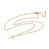 Brass Pave Clear Cubic Zirconia Star Pendant 304 Stainless Steel Chain Necklaces for Women NJEW-D341-07G-4