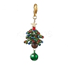 Christmas Tree Glass Seed Beads & Natural Tiger Eye Pendant Decorations HJEW-MZ00075-3