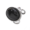 Oval Natural Black Agate Finger Rings RJEW-M062-02P-03-2