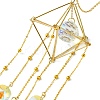 Glass Round Ball with Brass Chains Hanging Pendant Decorations HJEW-JM01298-3