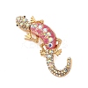 Lizard Alloy Crystal AB Rhinestone Brooches with Resin JEWB-I034-26G-02-1