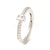 Clear Cubic Zirconia Initial Letter Adjustable Ring RJEW-C052-01P-B-1