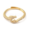Rack Plating Brass Cubic Zirconia Arabic Letters Adjustable Rings for Women RJEW-S407-10G-11-2