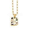 Brass Pave Colorful Cubic Zirconia Initial Pendant Necklaces FS-WG26597-02-1