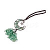 Natural Green Aventurine Moon with Chips Tassel Pendant Decorations G-L524-07R-B06-2