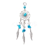 6Pcs 6 Styles Natural & Synthetic Mixed Gemstone & Alloy Woven Web/Net with Feather Big Pendants PALLOY-JF03443-3