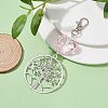 Flat Round with Tree of Life Alloy Pendant Decorations HJEW-JM01404-3