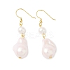 Electroplated 304 Stainless Steel Imitation Pearl Dangle Earrings EJEW-Z129-18G-4