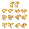 Light Gold Brass Micro Pave Cubic Zirconia Stud Earrings for Women EJEW-E295-33KCG-1