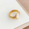 Retro Fashionable 304 Stainless Steel and Shell Finger Rings FS-WG8030D-02-2