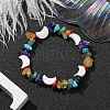 Natural & Synthetic Mixed Gemstone Chips & Shell Beaded Stretch Bracelet BJEW-JB09897-02-3