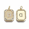 Brass Micro Pave Clear Cubic Zirconia Pendants KK-S356-234C-G-NF-2