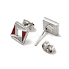 Rhombus 304 Stainless Steel Stud Enamel Earrings EJEW-A081-19P-3