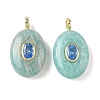 Natural Amazonite & Cubic Zirconia Pendants X-G-Z076-01G-18-1