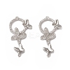 Brass Micro Pave Clear Cubic Zirconia Connector Charms KK-E068-VB072-2