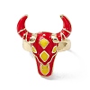 Enamel OX Head Open Cuff Ring RJEW-I086-01G-2