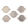 Tibetan Style Alloy Flat Round Cabochon Connector Settings TIBE-M022-09AS-1