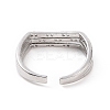 Clear Cubic Zirconia Triple Line Open Cuff Ring RJEW-E072-09P-3