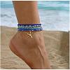 Multilayer Glass Seed Beads Starfish Pendant Anklet for Women PW-WG7288D-04-1