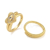 2Pcs 2 Styles Brass Micro Pave Cubic Zirconia Adjustable Rings for Women RJEW-P127-14G-1