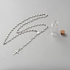 Alloy & Plastic Pearl Rosary Bead Necklaces NJEW-WH0020-28-1