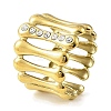 Ion Plating(IP) 304 Stainless Steel Open Cuff Ring for Women RJEW-F166-04G-02-1