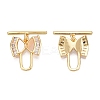 Brass Micro Pave Clear Cubic Zirconia Toggle Clasps KK-N254-162G-3
