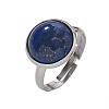 Half Round Natural Lapis Lazuli Finger Rings RJEW-M062-01P-04-2