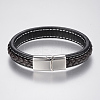 Braided Leather Cord Bracelets BJEW-H561-07C-2
