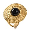 Round Natural Mixed Stone Finger Rings RJEW-Q822-17G-2