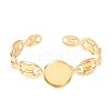 304 Stainless Steel Coffee Bean Chain Cuff Bracelet Blanks with Flat Round Bezel Settings SA-CBA4160-02A-G-2