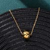 304 Stainless Steel Round Ball Pendant Necklaces for Women NJEW-K255-51G-1